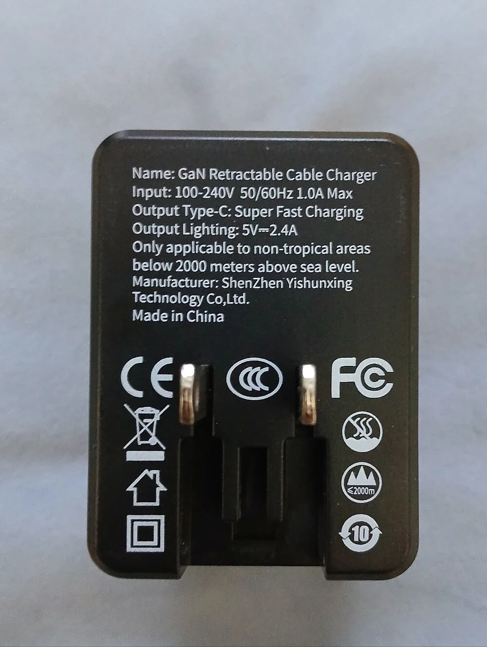 W&O Black Retractable GaN Cable Charger